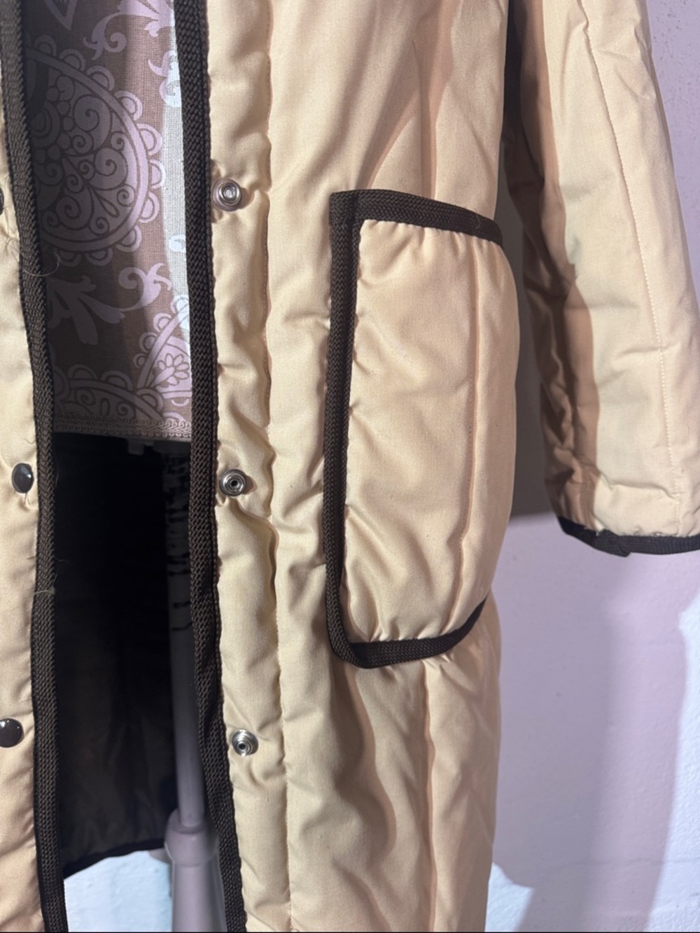 Women’s Long Puffer Coat in Camel size medium ja1 - Picture 4 of 6